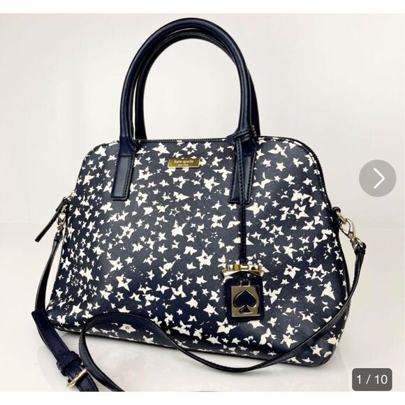 Kate Spade Brightwater Rachelle Stargazer Grainy Textured Vinyl Navy White - Picture 14 of 15